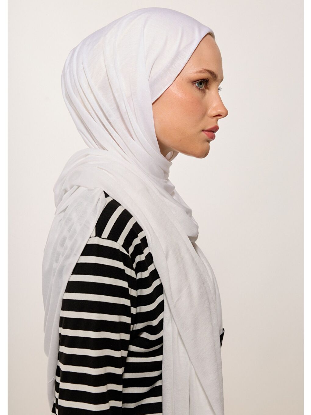 Tesettür Şal - Bone - Beyaz-3
