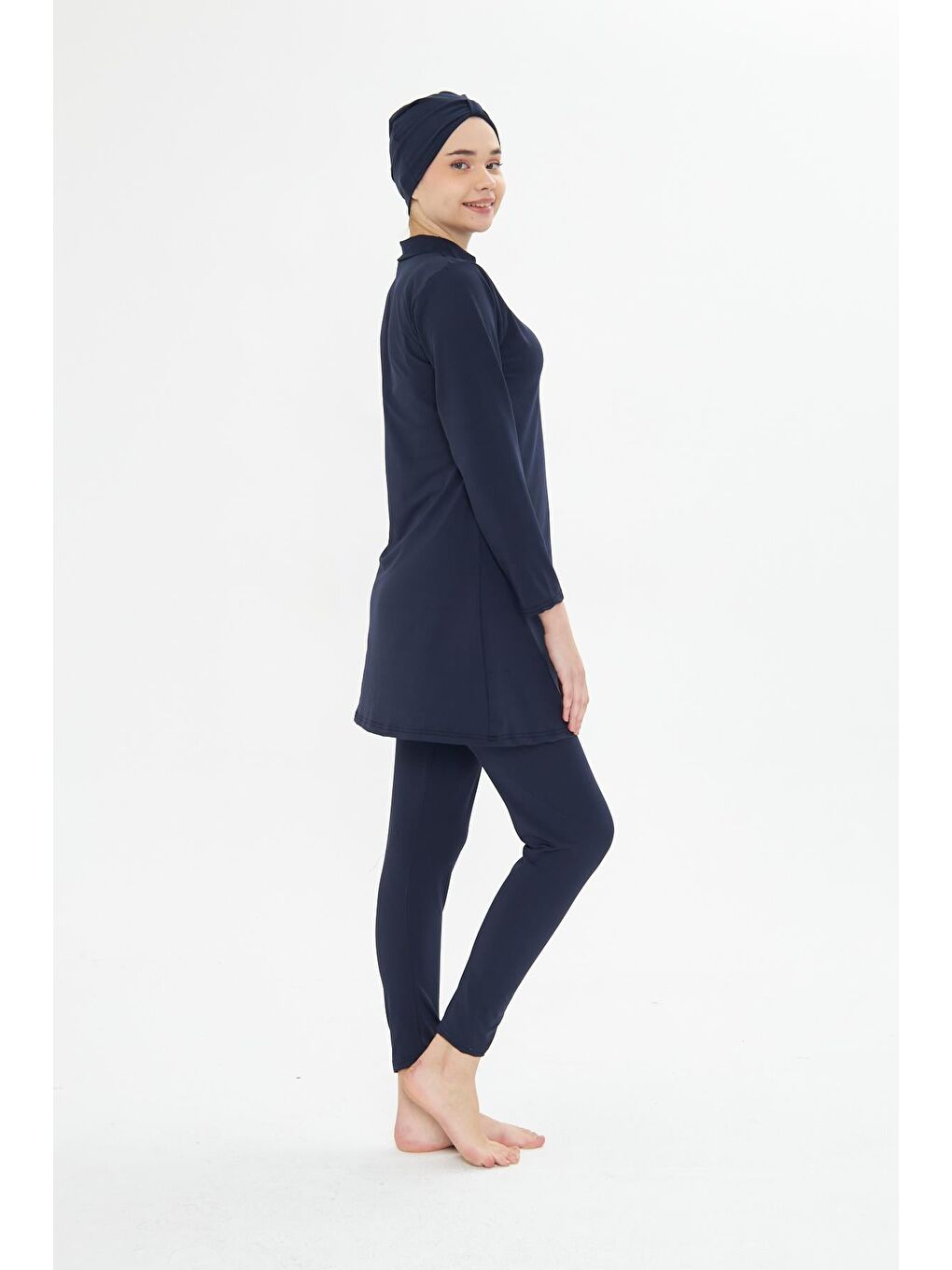 Tam Kapalı Elastanlı Tesettür Mayo Lacivert 3485-L-3