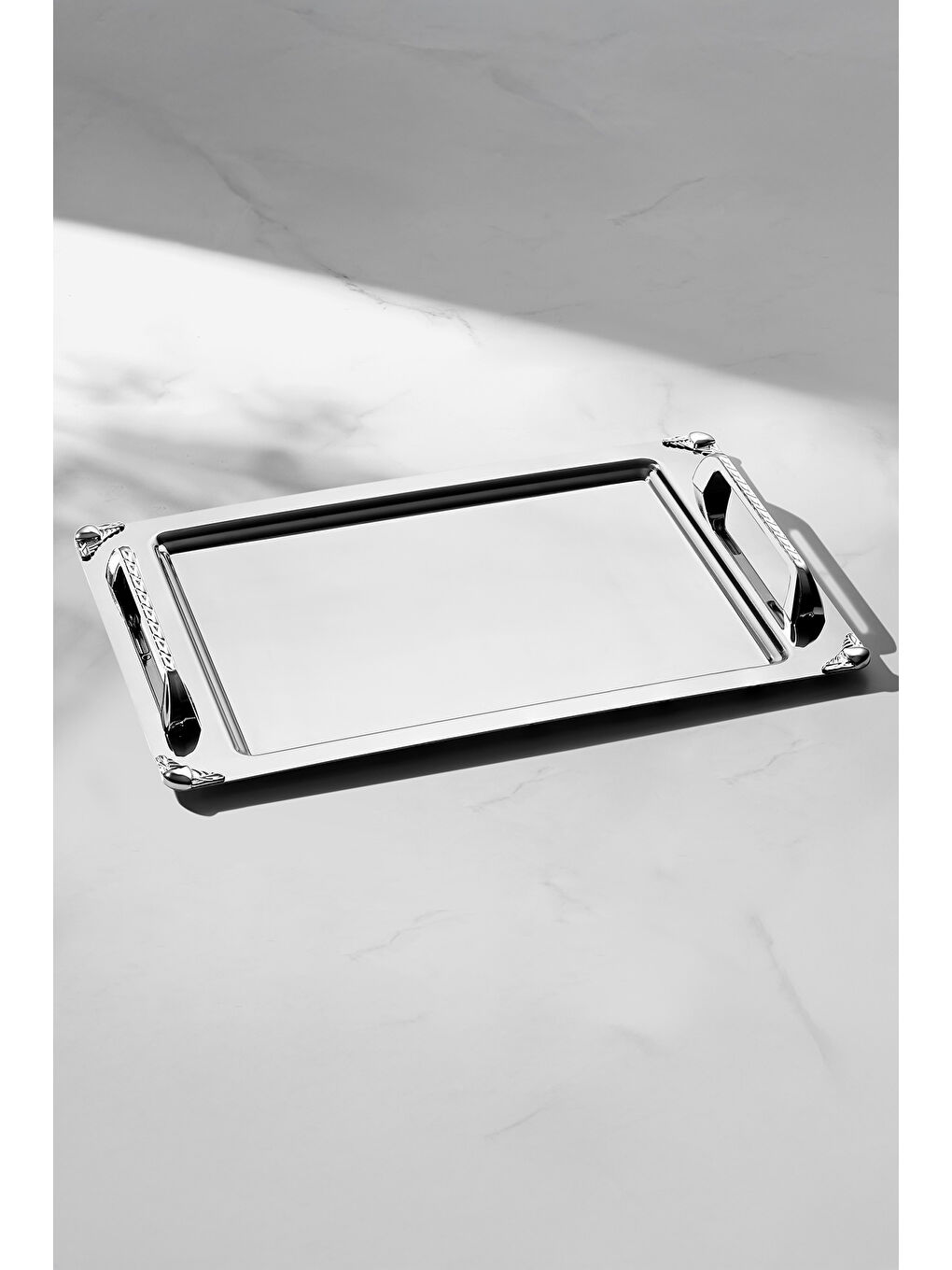 Gri Vega Saten Çelik Çay Tepsi