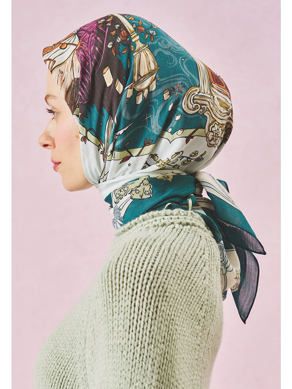 Petrol ENCHANTED MELODY DESEN FLOŞ VİSKON EŞARP DEEP FOREST-3