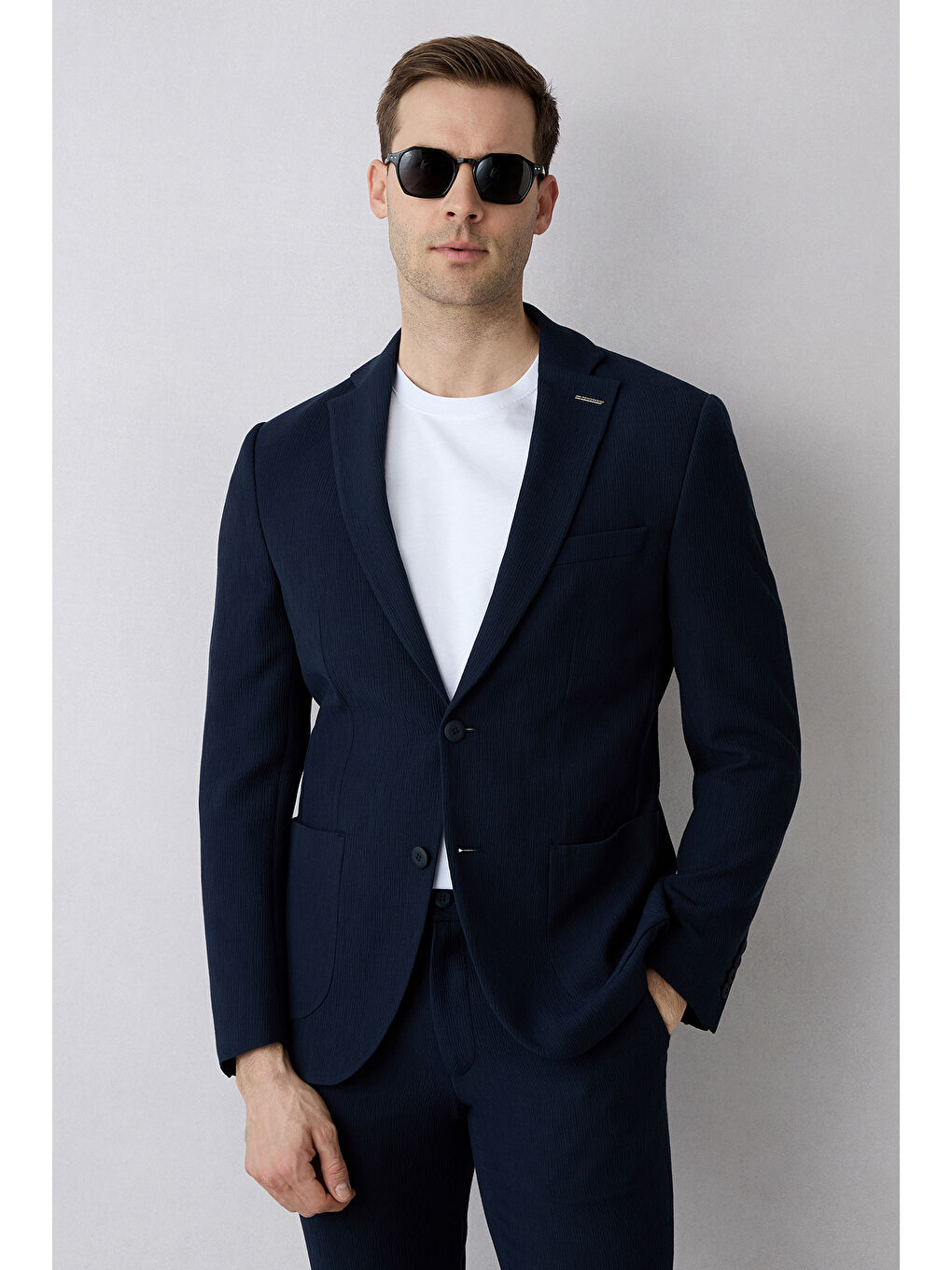 Lacivert 7 Drop Slim Fit Dar Kesim Ceket-7