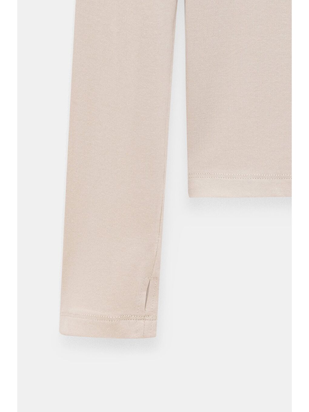 Bej Kadın Bisiklet Yaka Parmak Geçmeli Uzun Kollu Body/Bluz-3