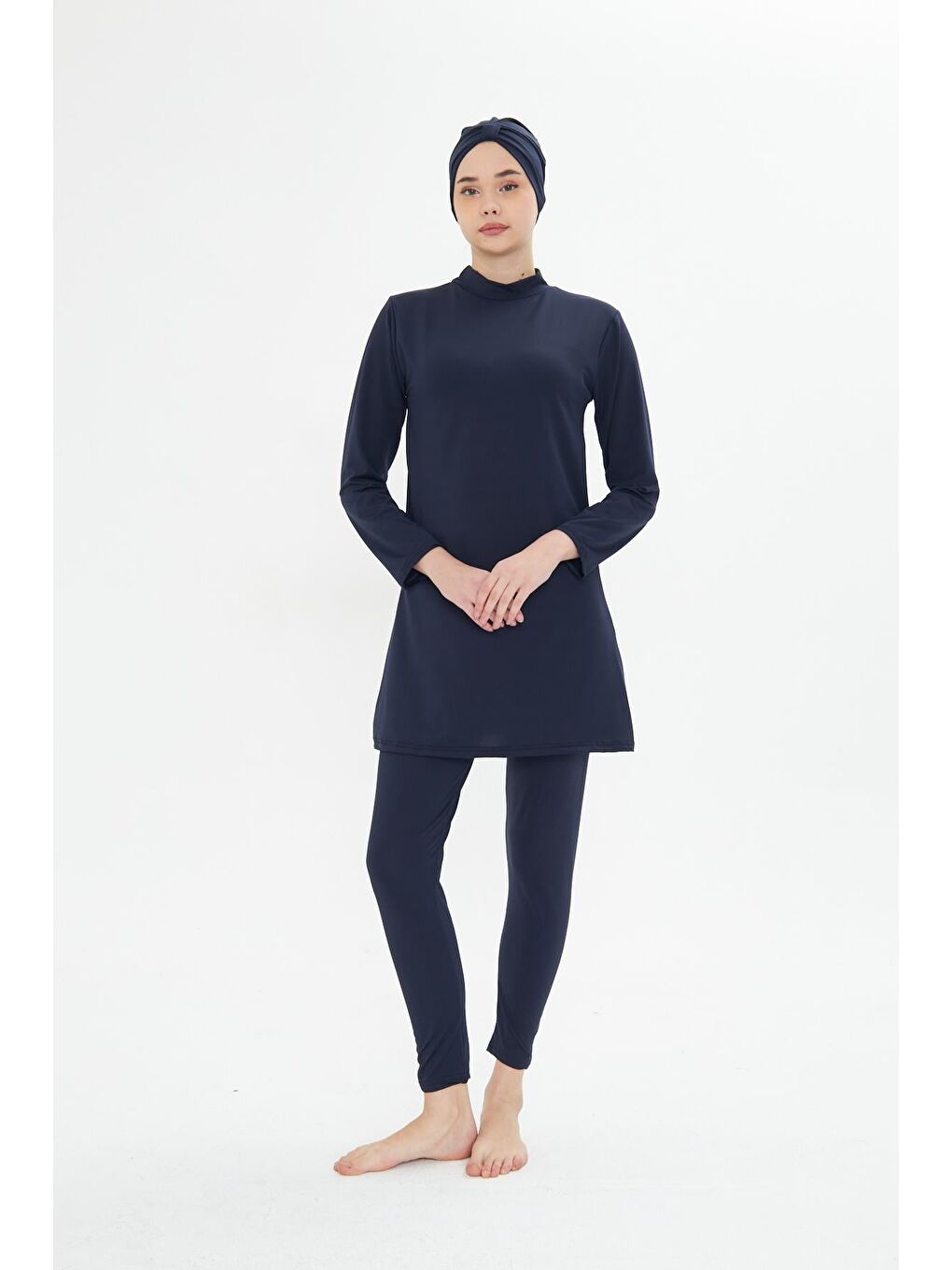 Tam Kapalı Elastanlı Tesettür Mayo Lacivert 3485-L-5