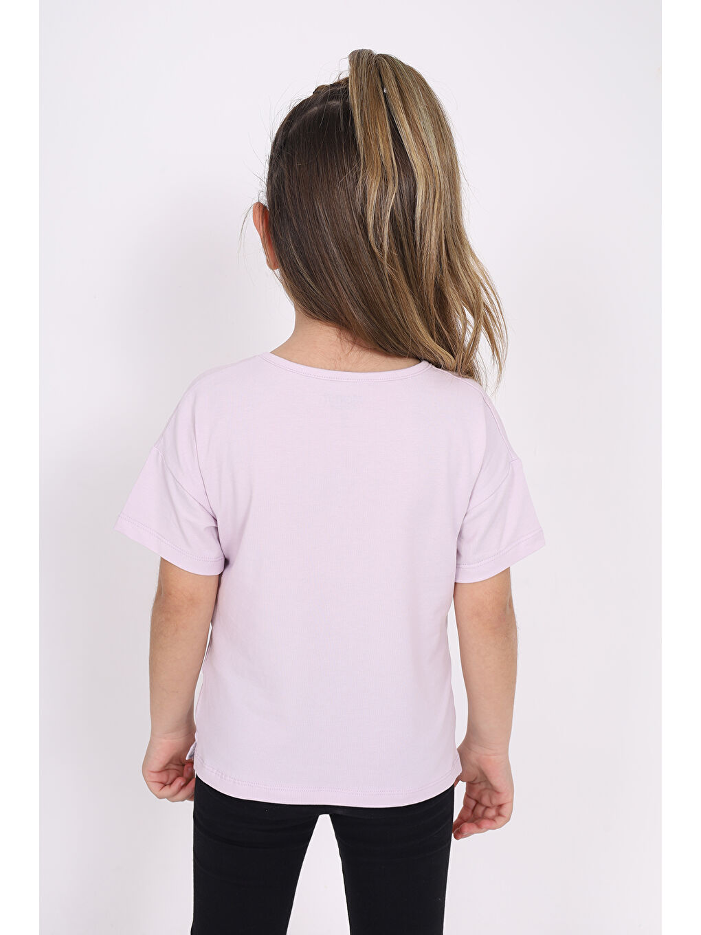 Lila Kız Çocuk Baskılı Tişört-2