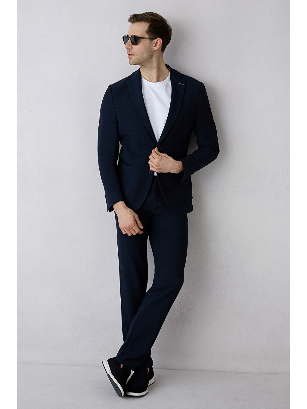 Lacivert 7 Drop Slim Fit Dar Kesim Ceket-8