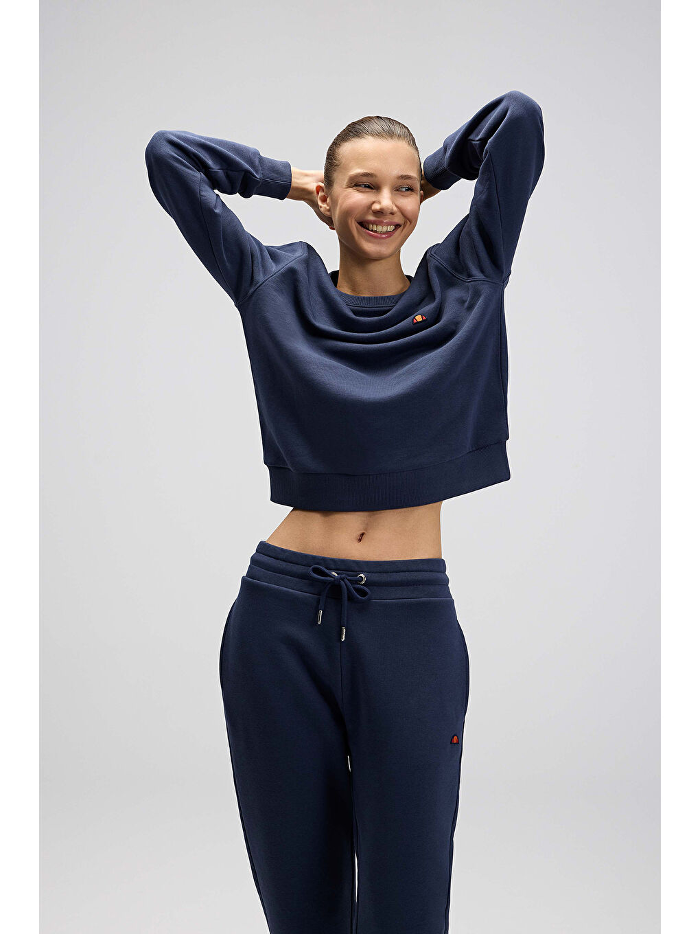 Lacivert Pamuklu Regular Fit Bisiklet Yaka Logolu Sweat EF553-NV-1