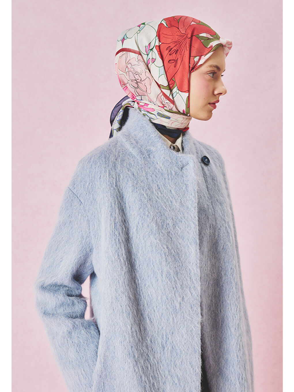 Pembe TALES OF LOVE DESEN FLOŞ VİSKON EŞARP LAVENDER GARDEN