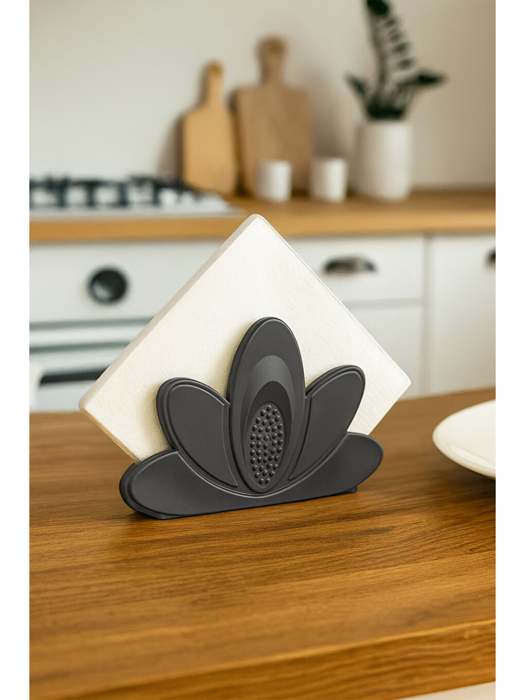 Siyah L-0344 Dekoratif Kağıt Havluluk Masa Üstü Havlu Kağıtlık Peçetelik 4x12cm-1