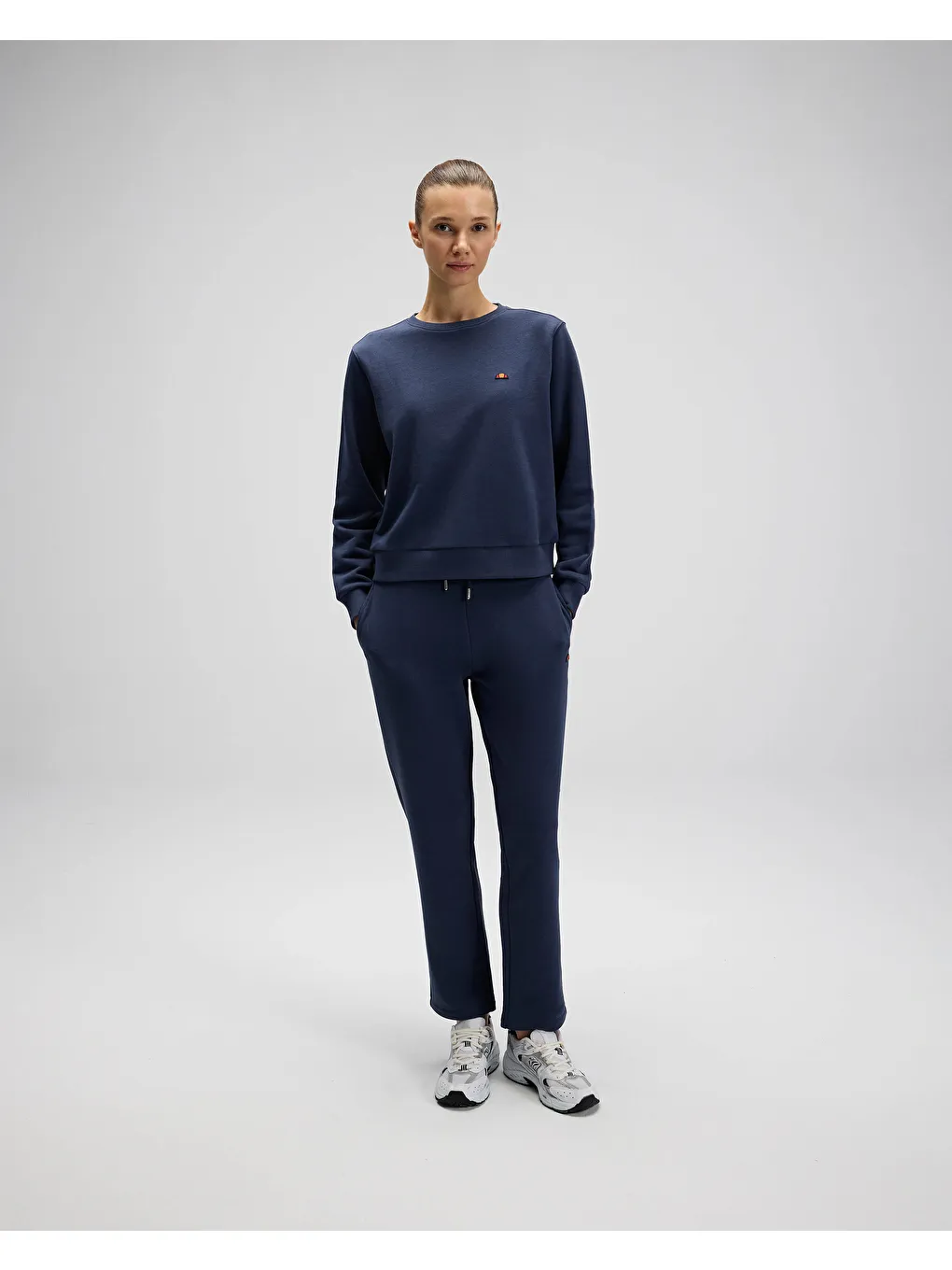 Lacivert Pamuklu Regular Fit Bisiklet Yaka Logolu Sweat EF553-NV-2