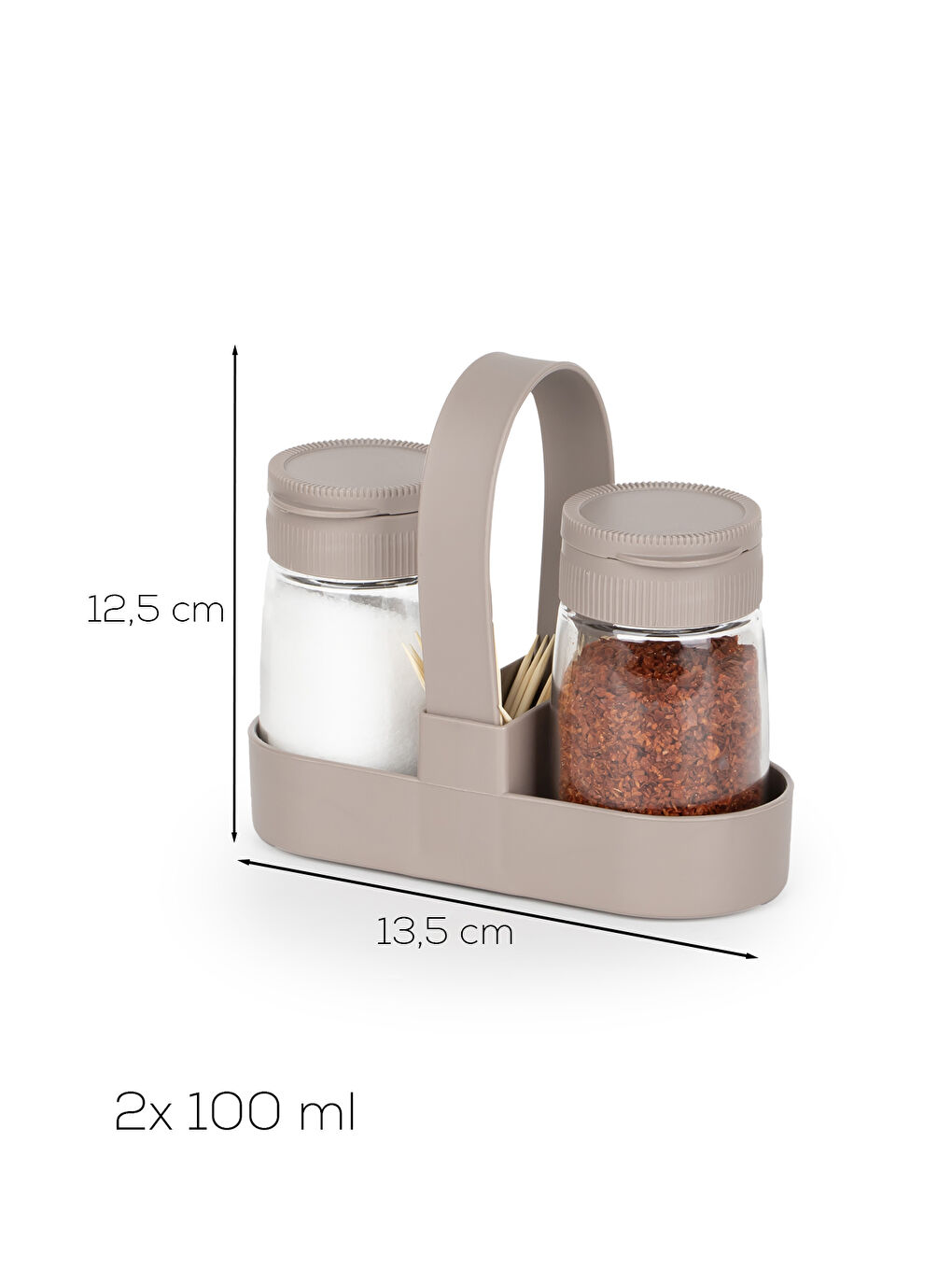 Kahverengi 00467-1 Kapicino Drop 2li Standlı Tuzluk Biberlik Seti - 100ml-2