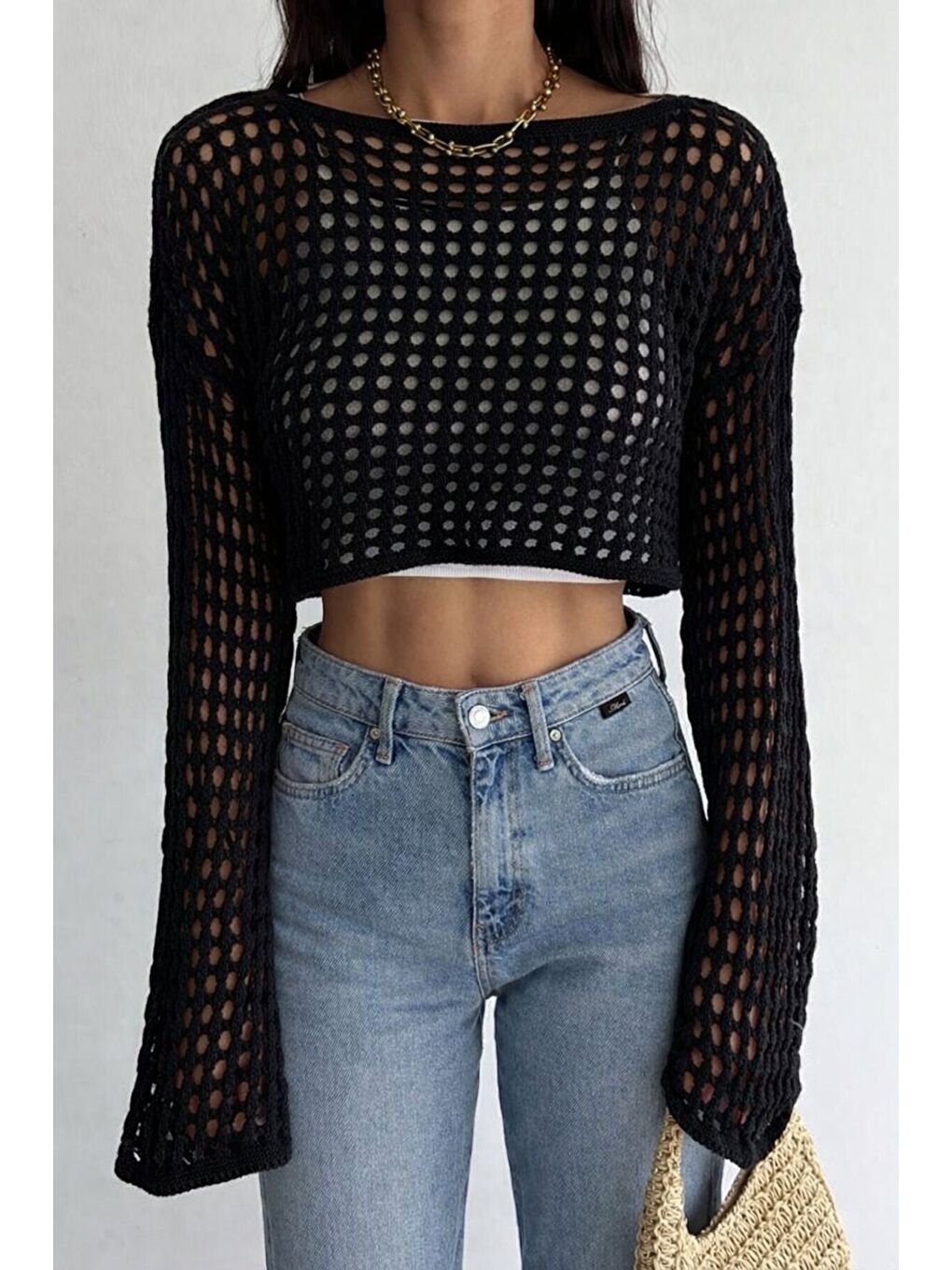 Siyah Mini Ajurlu Kazak-2