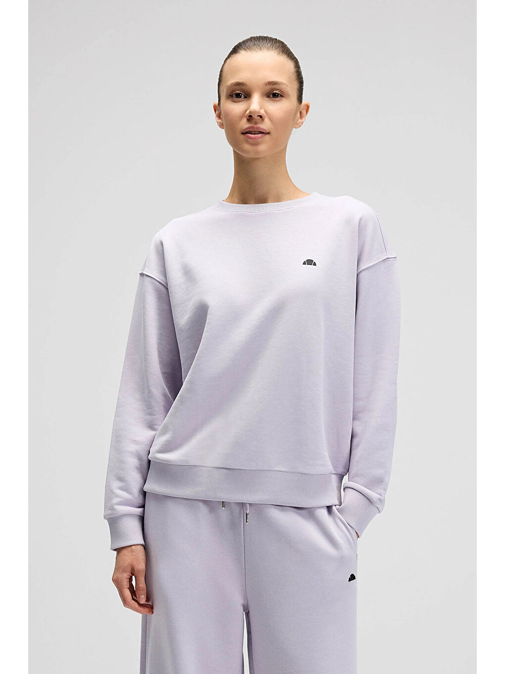 Lila Pamuklu Regular Fit Bisiklet Yaka Sweat EF527-LC