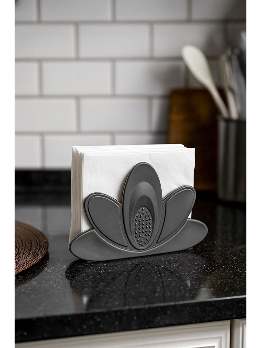 Siyah L-0344 Dekoratif Kağıt Havluluk Masa Üstü Havlu Kağıtlık Peçetelik 4x12cm-2