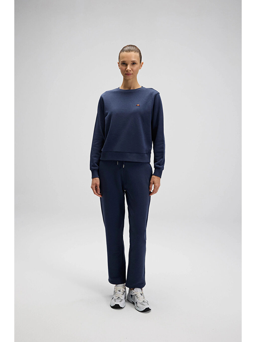 Lacivert Pamuklu Regular Fit Bisiklet Yaka Logolu Sweat EF553-NV-3