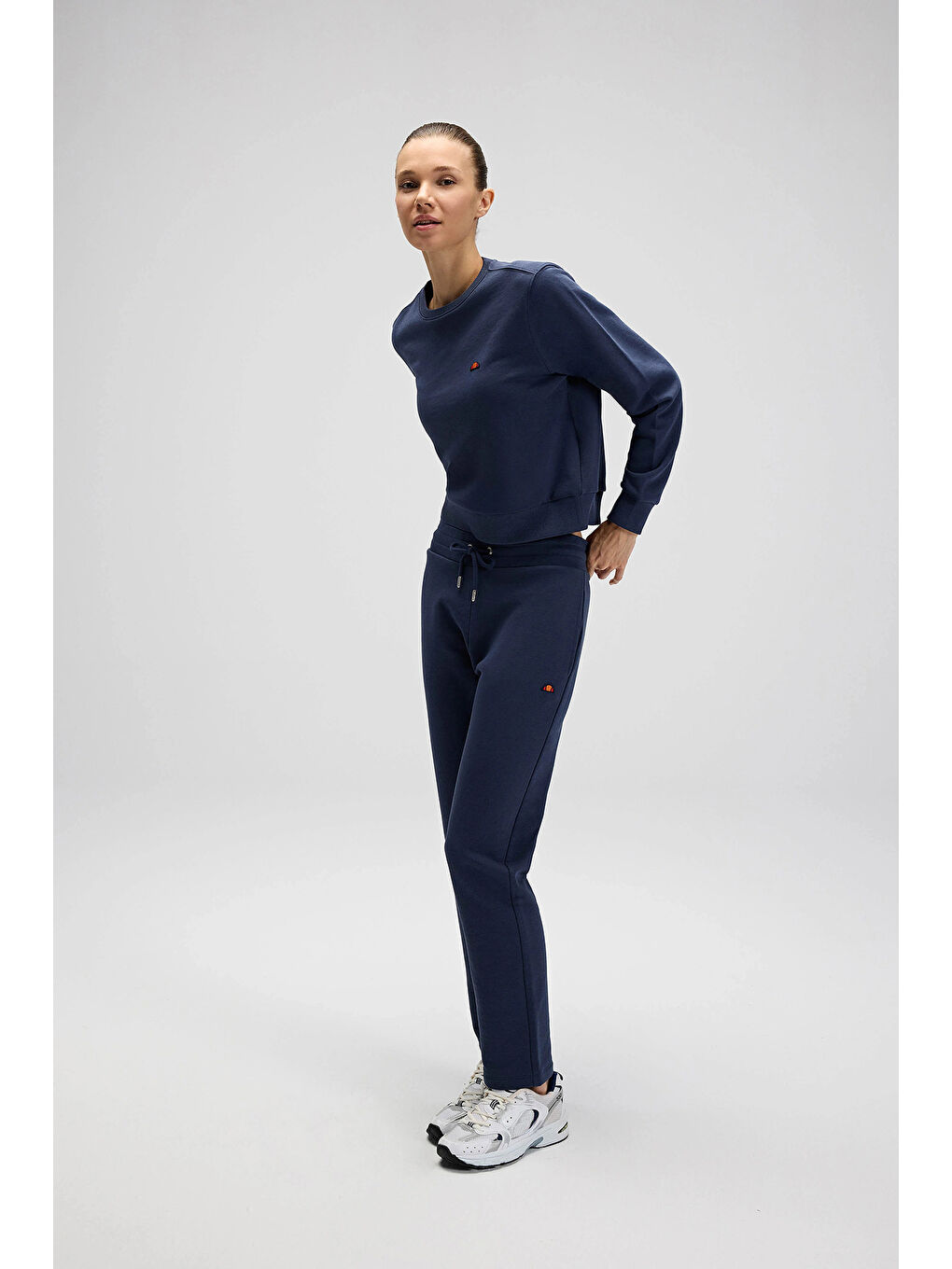 Lacivert Pamuklu Regular Fit Bisiklet Yaka Logolu Sweat EF553-NV-4