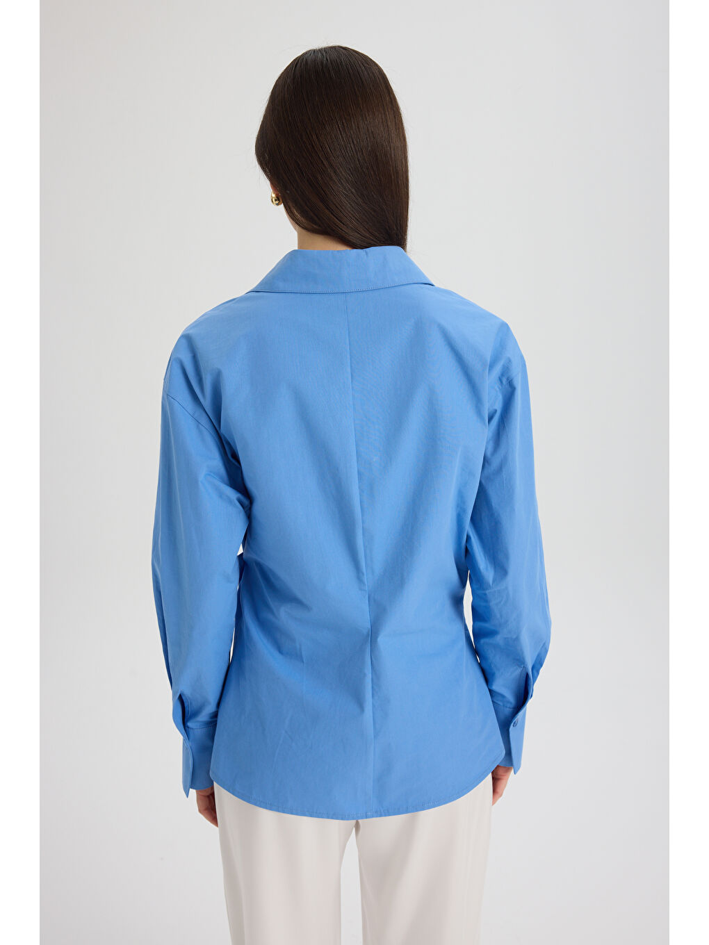 Bran Üçgen Kesim Mavi Gömlek-4