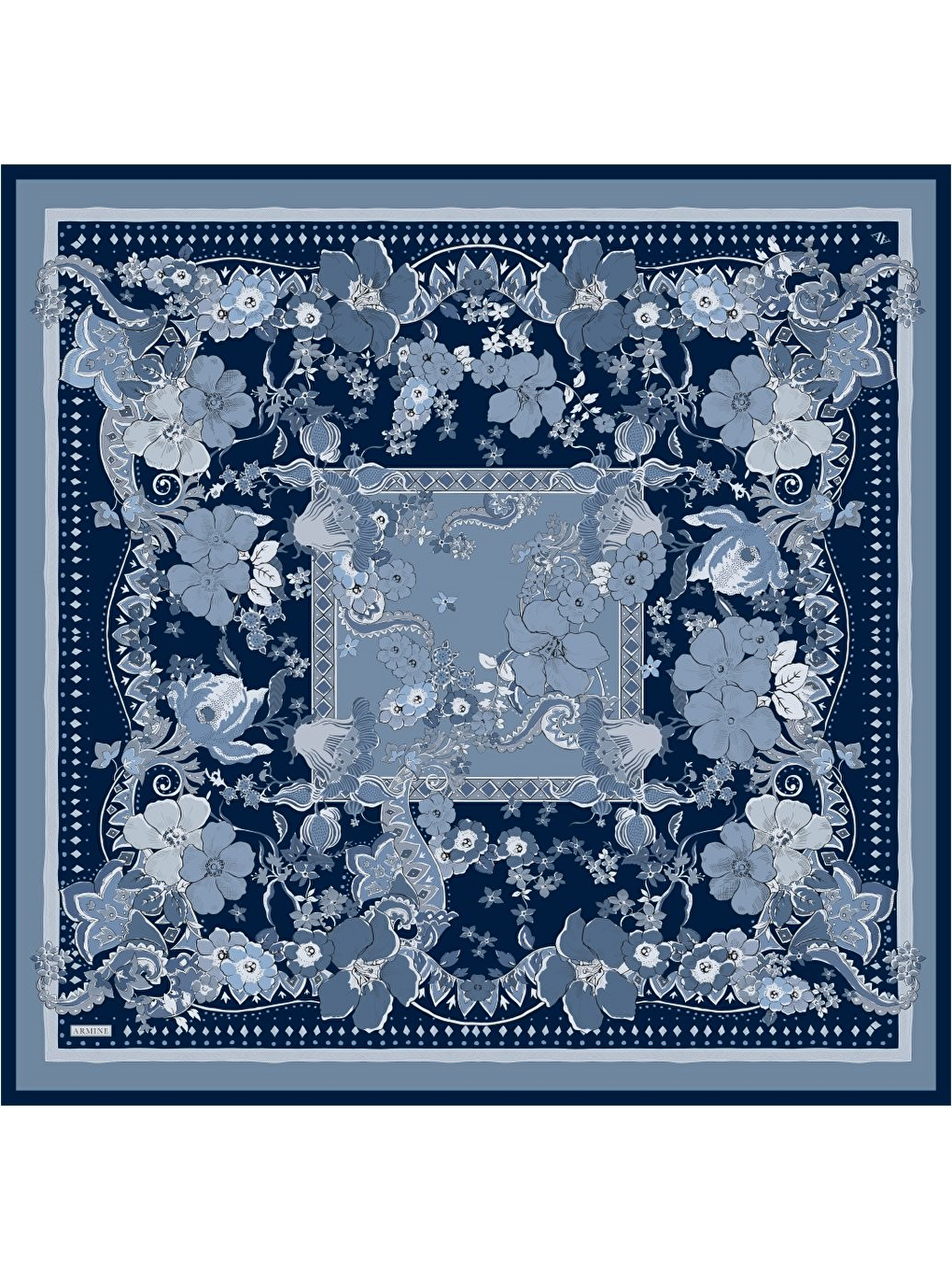 İndigo Saf İpek Twill Eşarp 9535D 81-3