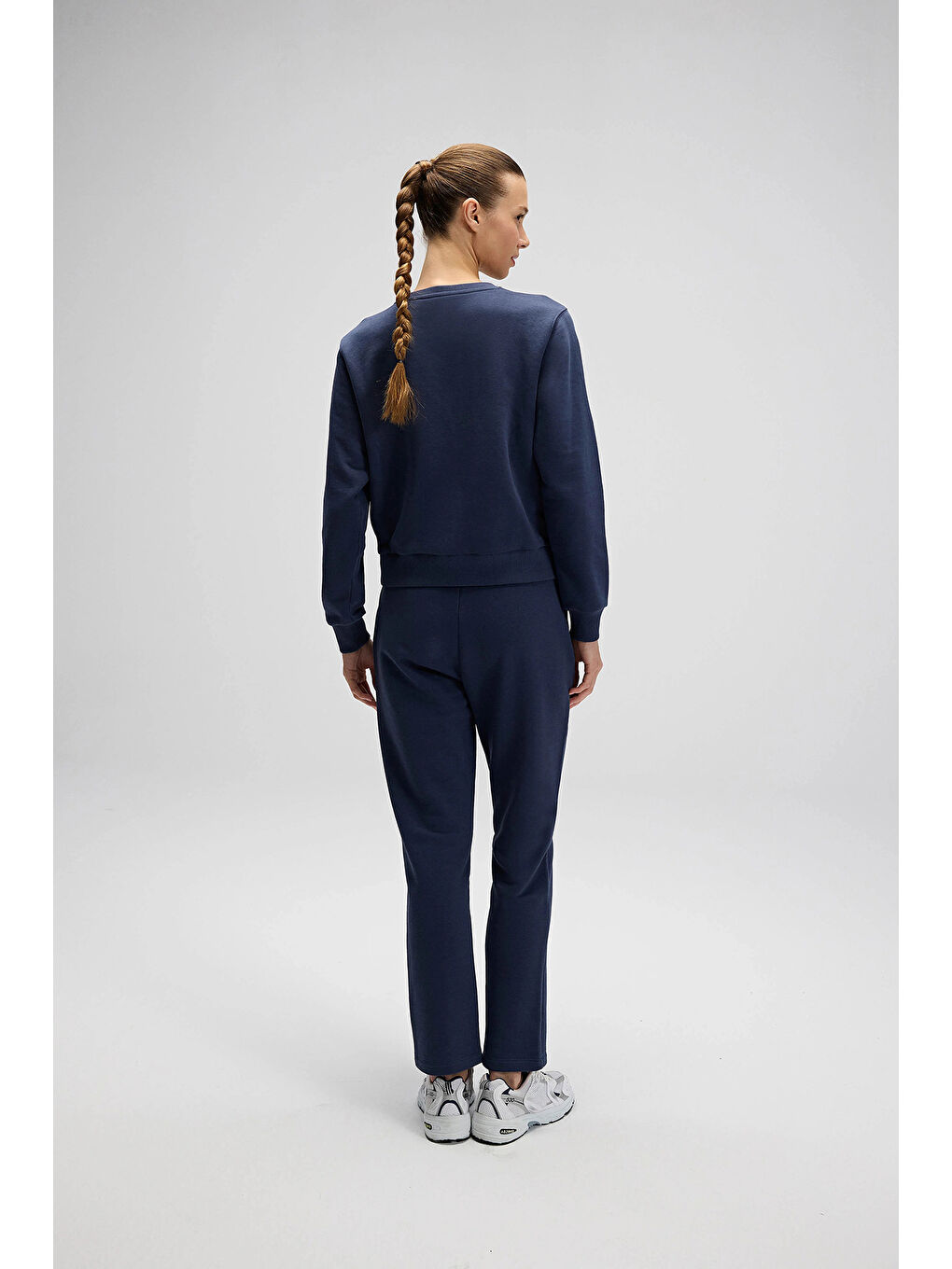 Lacivert Pamuklu Regular Fit Bisiklet Yaka Logolu Sweat EF553-NV-5