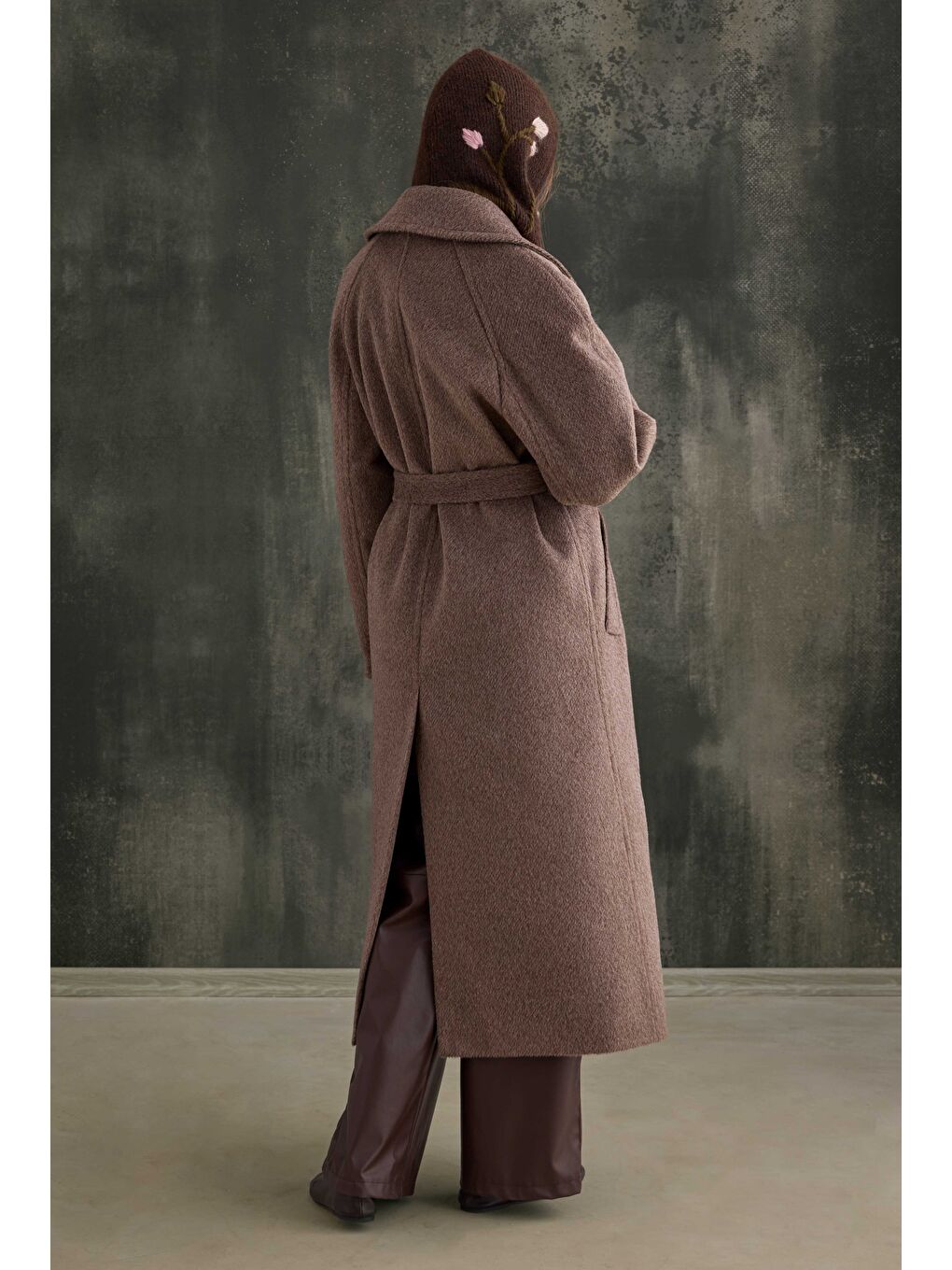 Kahverengi Kuşaklı Uzun Kaban Kahve-2