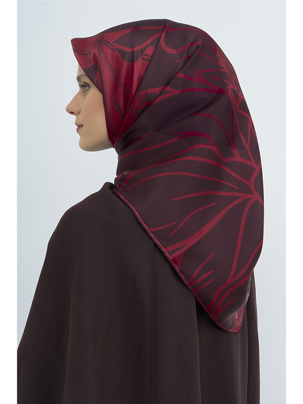 Bordo Saf İpek Sura Eşarp 9553D 34-1