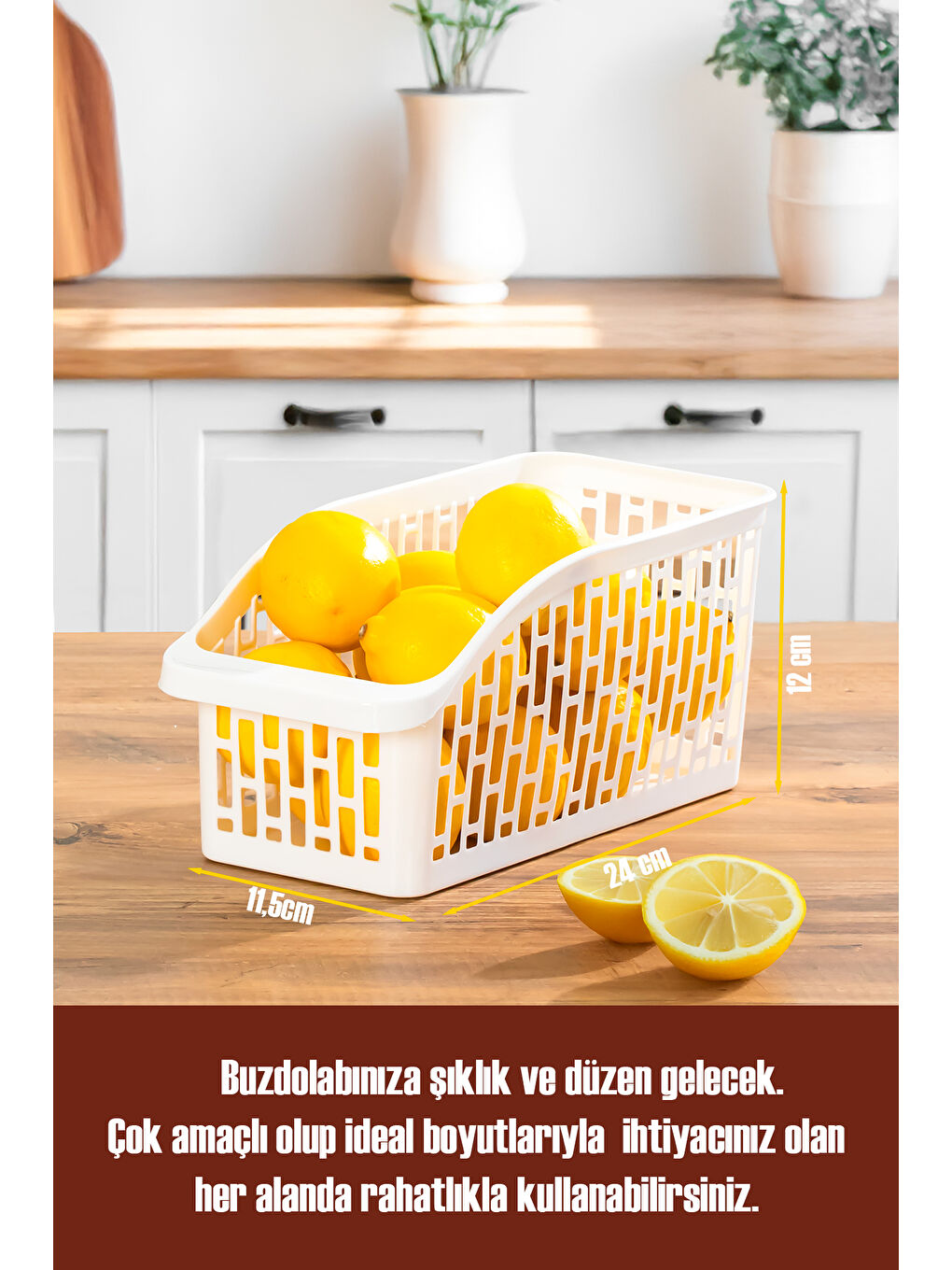 Org-20-5 5li Çok Amaçlı Plastik Dolap Içi Düzenleyici Saklama Kutusu Organizer Sepet - Beyaz-1