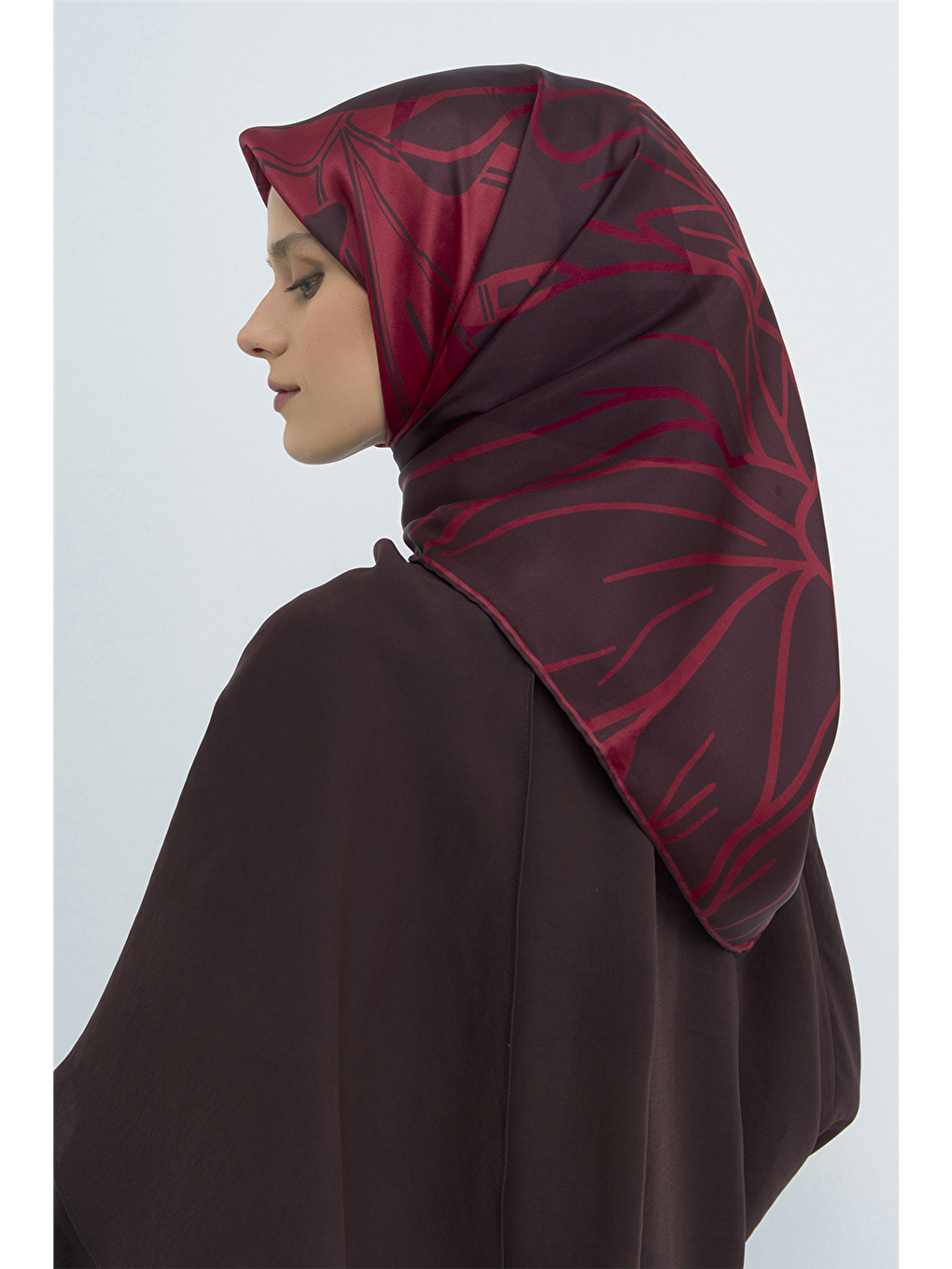 Bordo Saf İpek Sura Eşarp 9553D 34-2