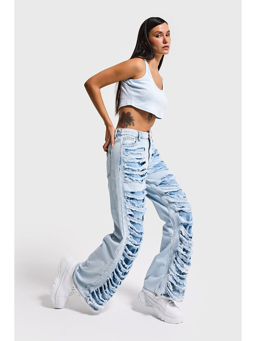 Mavi Kadın Ice Jean Straight Fit Yırtık Detaylı Özel Tasarım Denim Jean-5