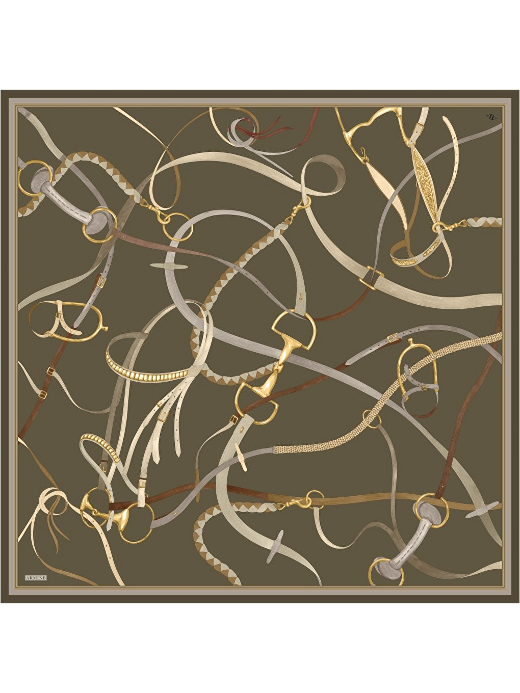 Haki Saf İpek Twill Eşarp 9517D 51-2