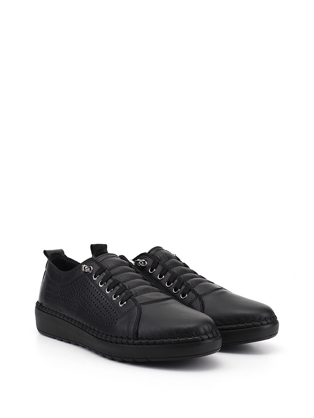 Siyah Kadın SİYAH Bağcıklı Hakiki Deri Comfort Ayakkabı-1