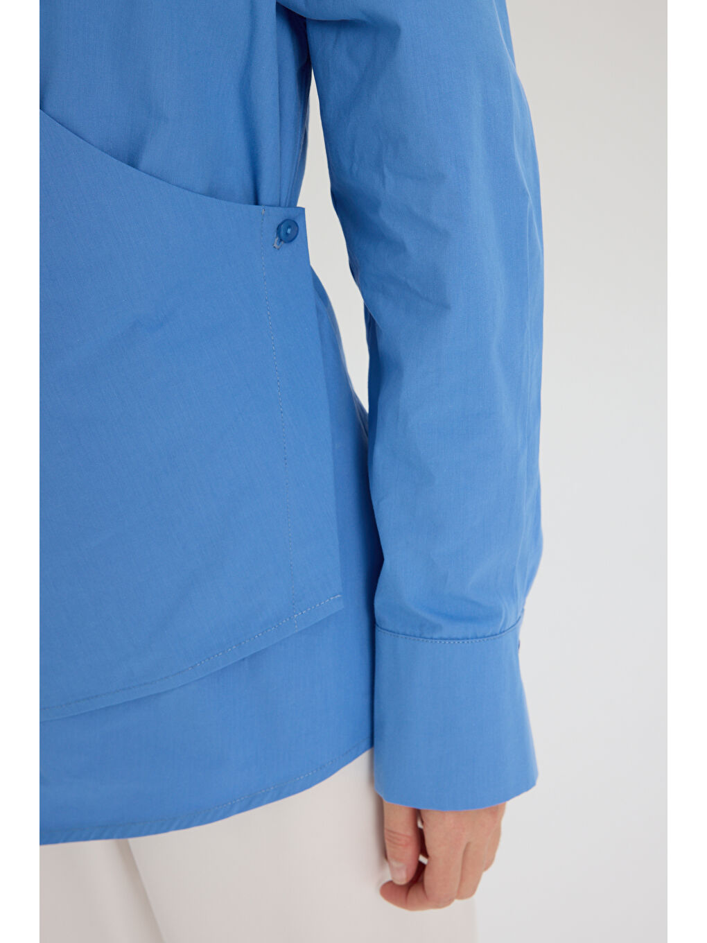 Bran Üçgen Kesim Mavi Gömlek-7