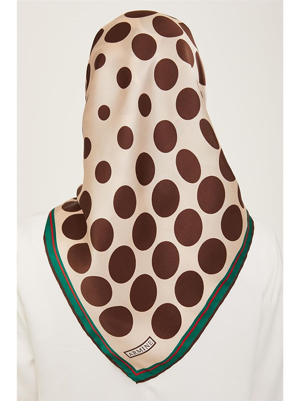 Kahverengi Geometrik Desenli Sura İpek Eşarp 24Ya9157 80-3