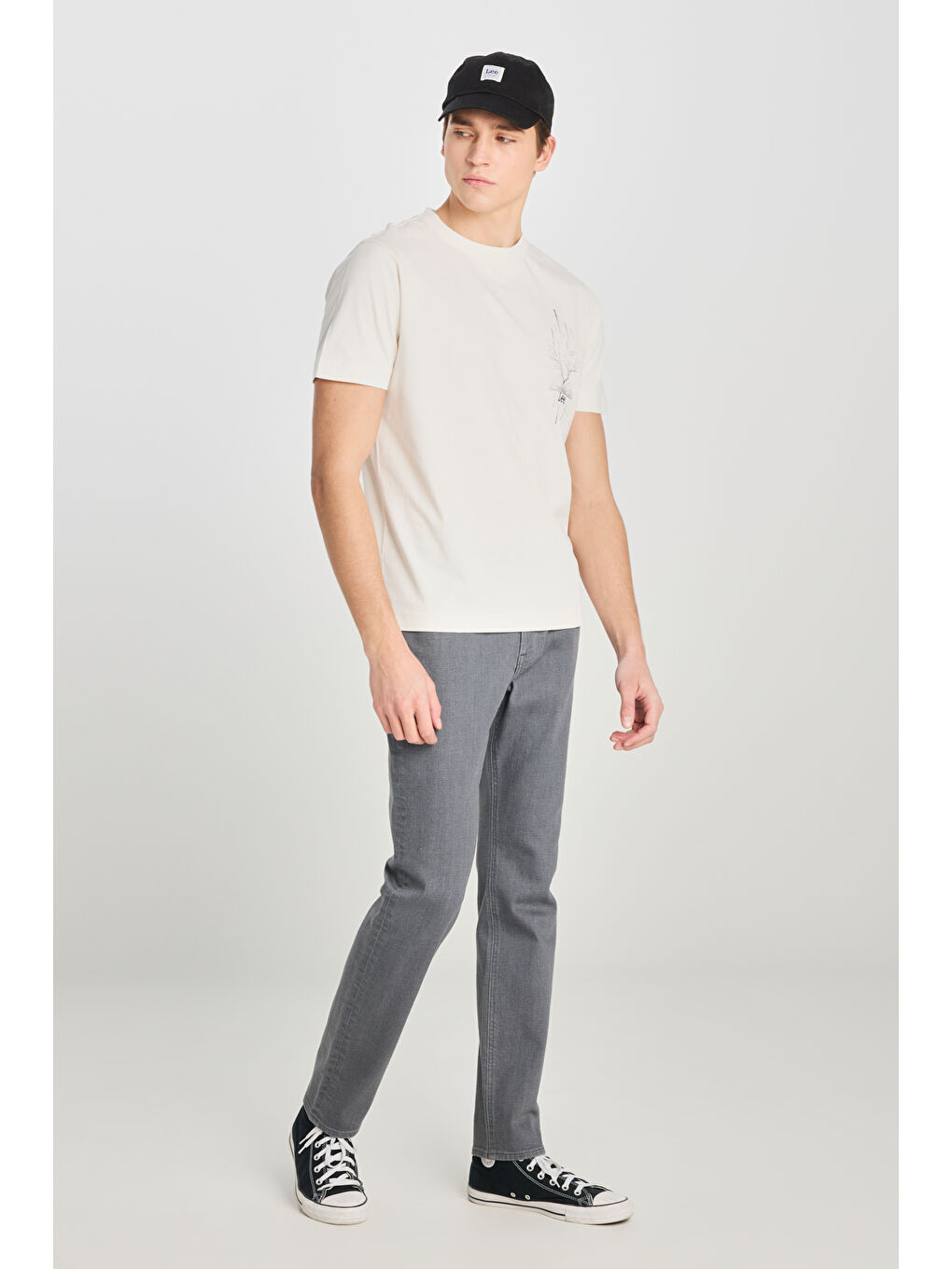 Beyaz %100 Pamuk Regular Fit Normal Kesim Bisiklet Yaka Baskılı Ekru Tişört-2