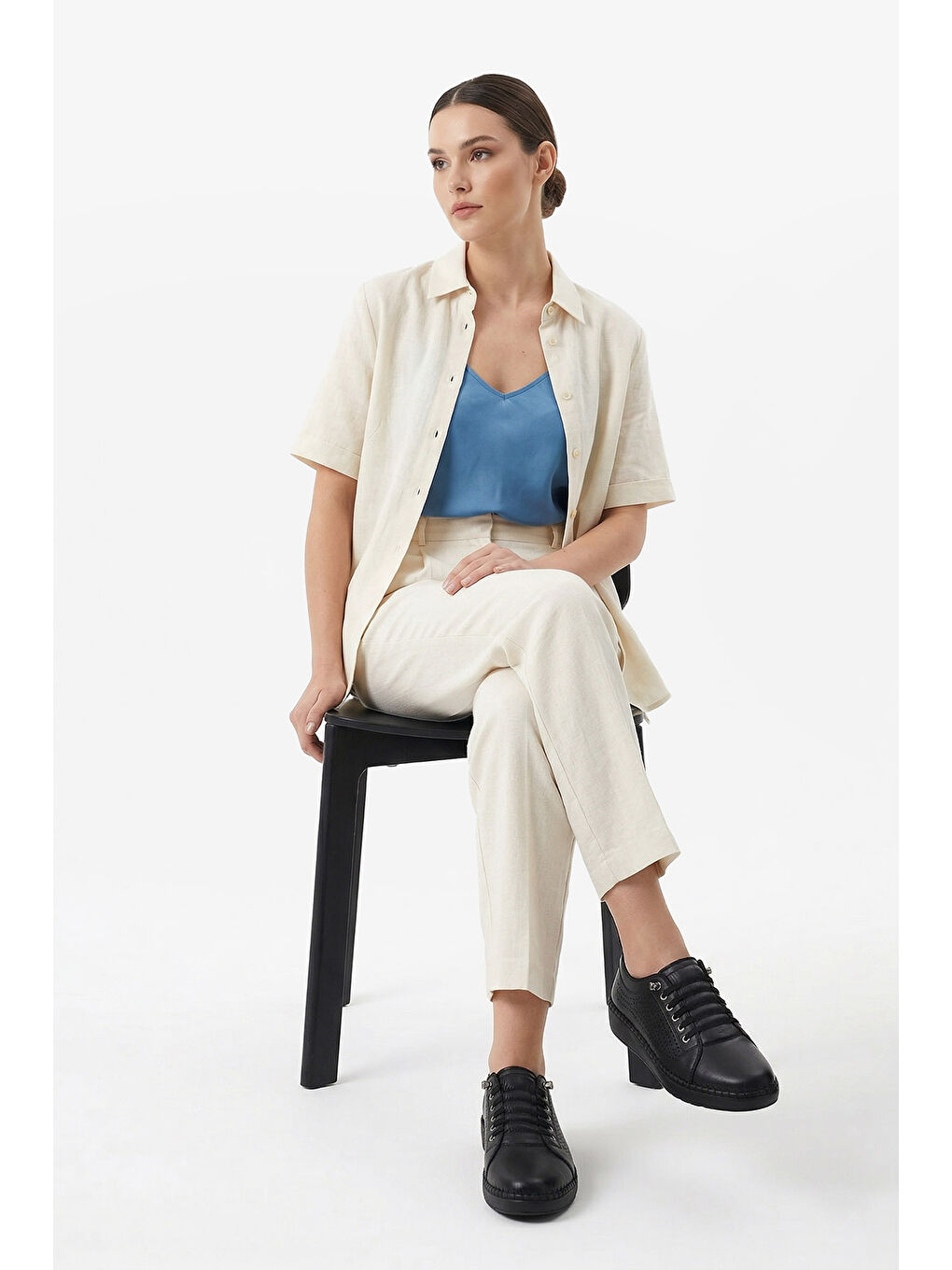 Siyah Kadın SİYAH Bağcıklı Hakiki Deri Comfort Ayakkabı-2