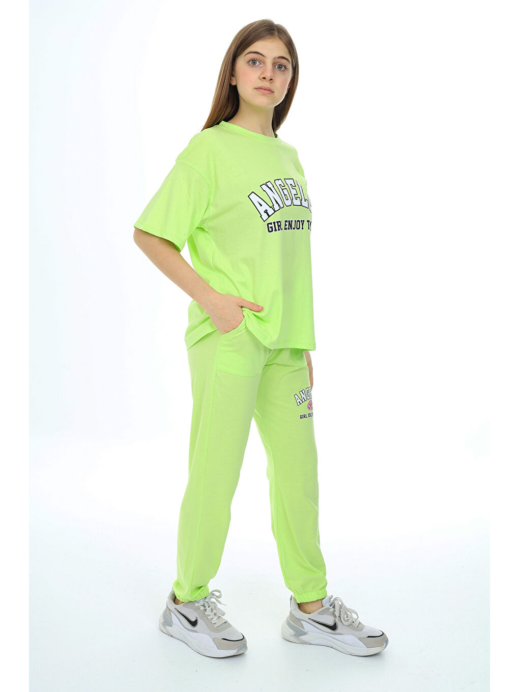 Yeşil Kız Çocuk Alt-Üst 2'li Takım 12154-2