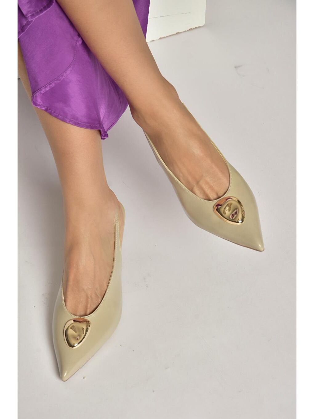 Bej Ten Kadın Topuklu Ayakkabı Y676020660-2