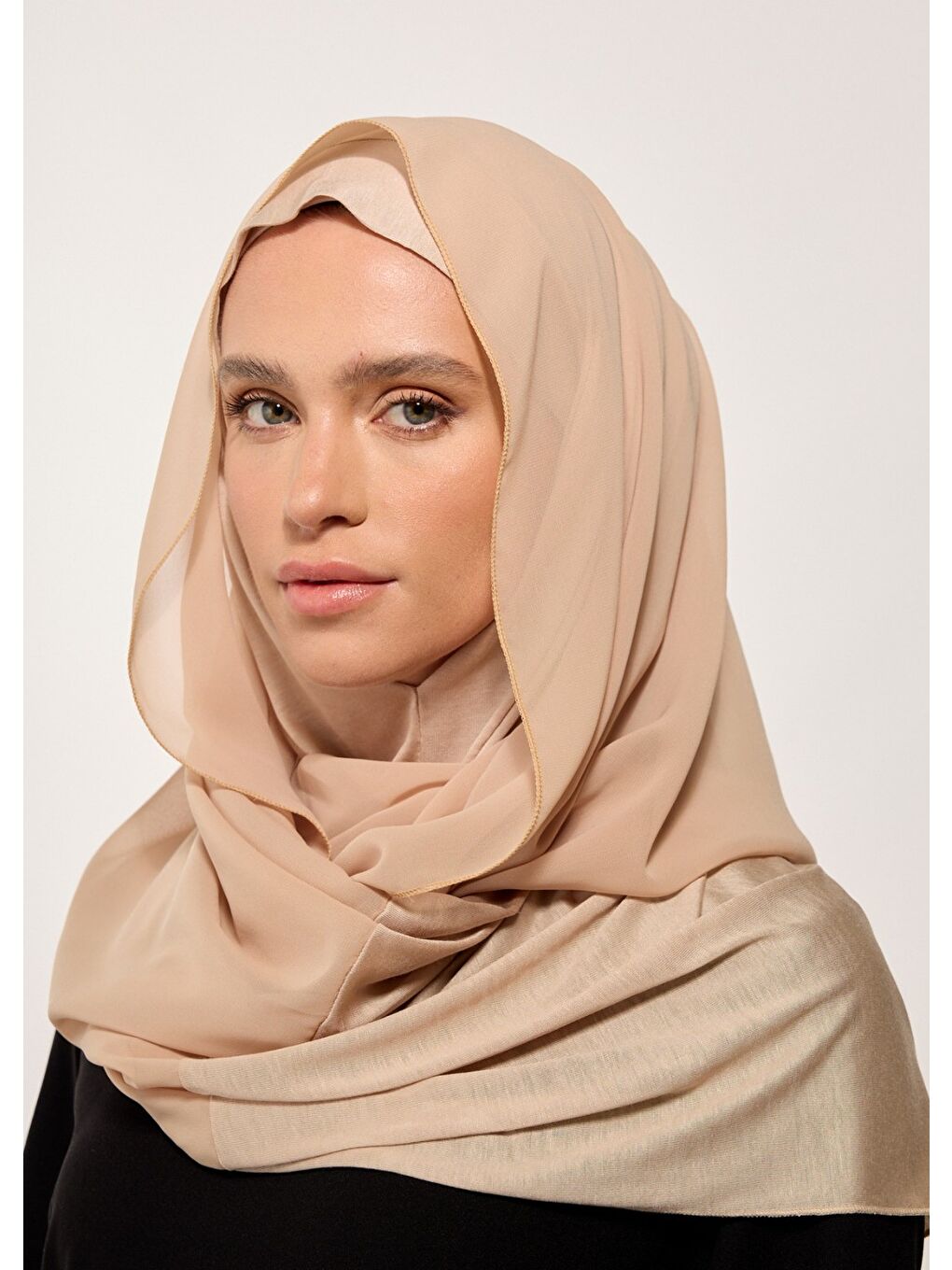 Eşarp - Şifonlu Şal - Bej-2