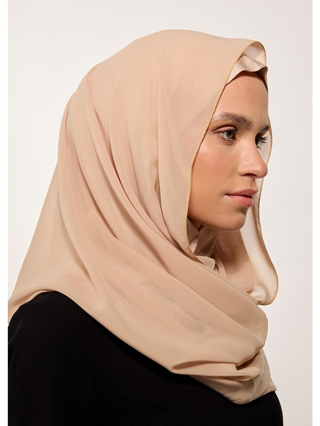 Eşarp - Şifonlu Şal - Bej-3