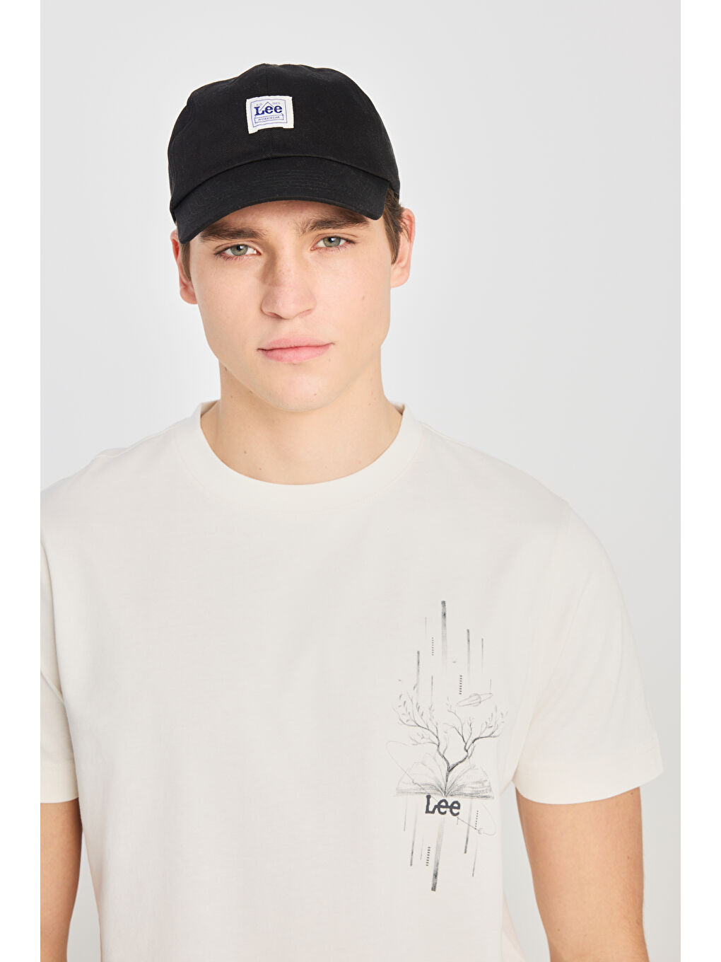 Beyaz %100 Pamuk Regular Fit Normal Kesim Bisiklet Yaka Baskılı Ekru Tişört-3