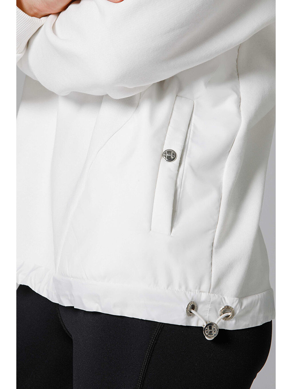 Beyaz Logo Baskılı Pamuklu Regular Fit Kapüşonlu Sweat EF201-OF-3