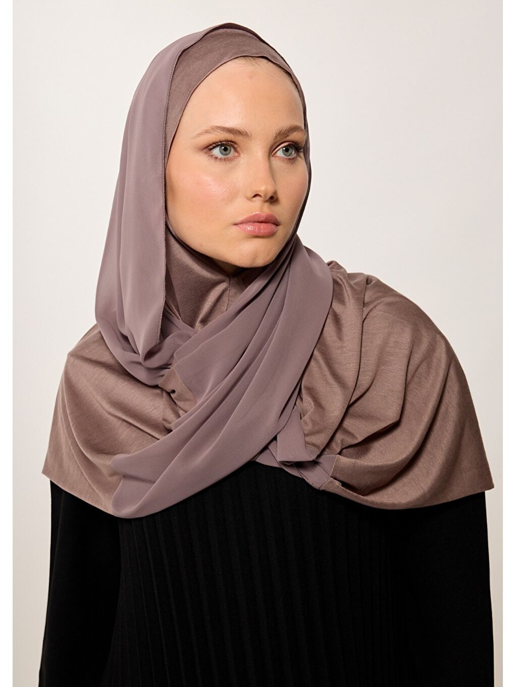 Bej Eşarp - Şifonlu Şal - Vizon-1