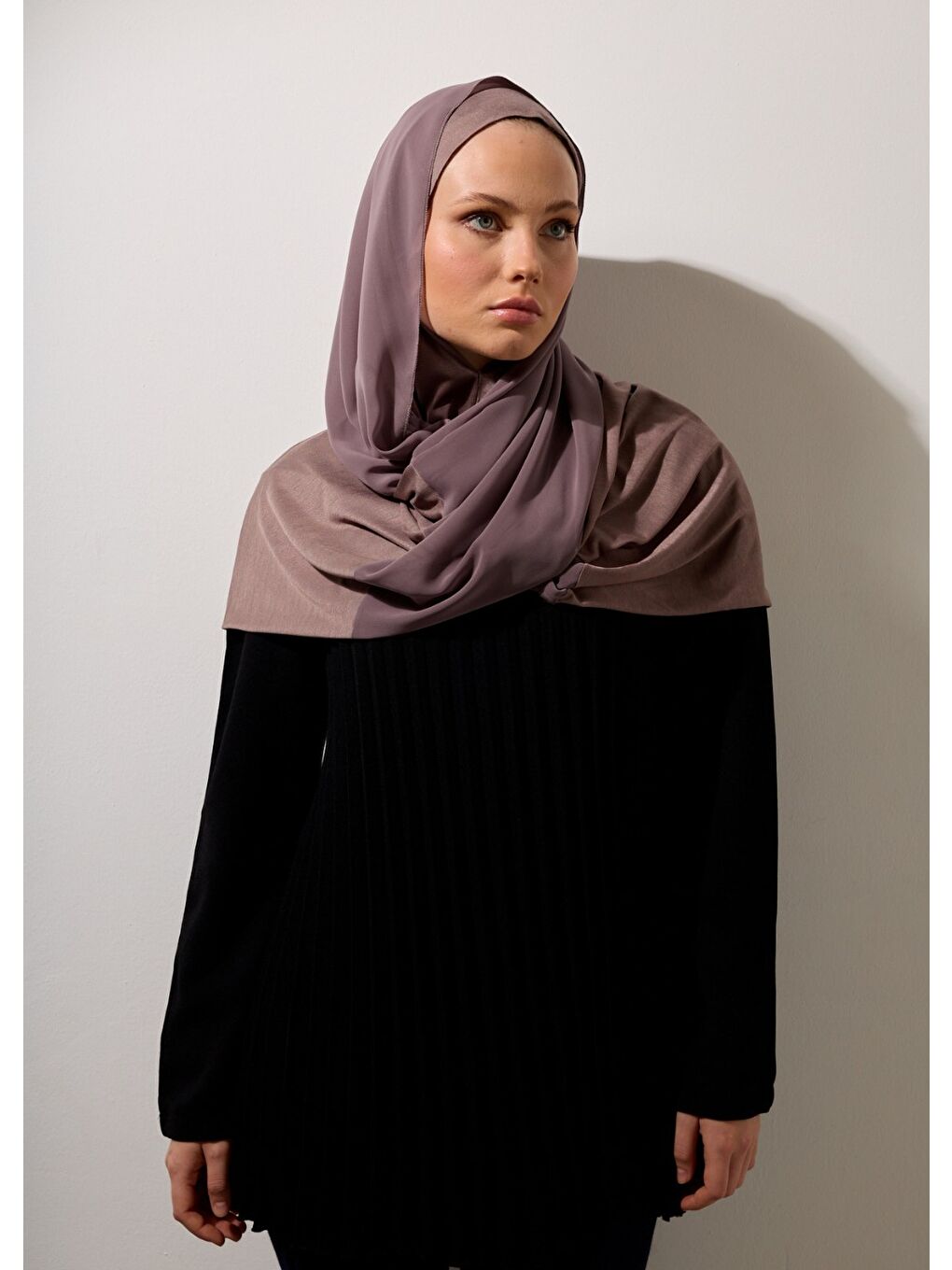 Bej Eşarp - Şifonlu Şal - Vizon-3