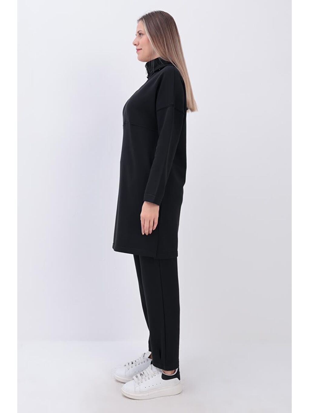 Siyah Robalı Kapüşonlu Pantolonlu Takım-2