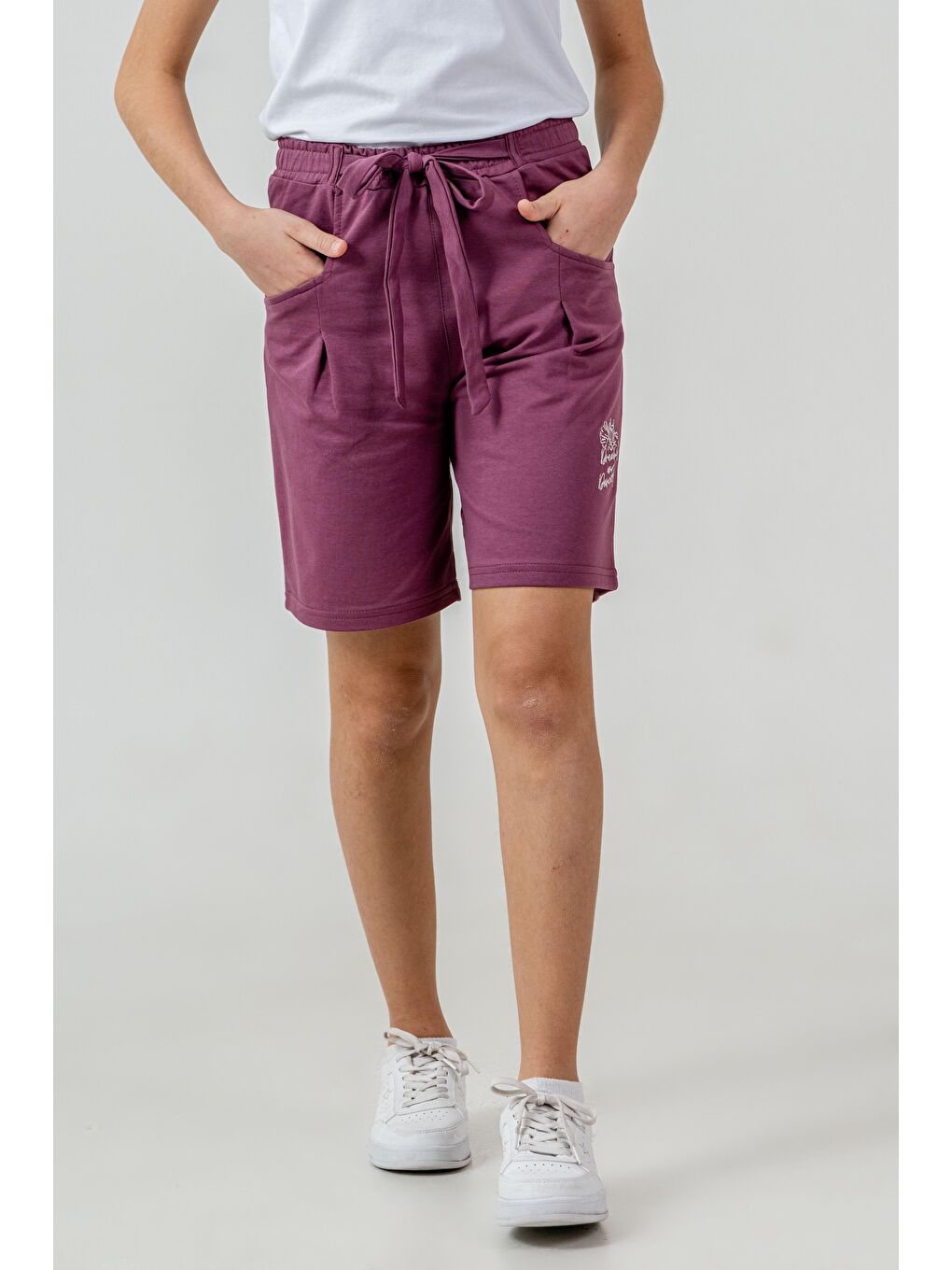 Pembe Kemer Fiyonk Kurdeleli Dreams Nakışlı Kız Çocuk Şort-2