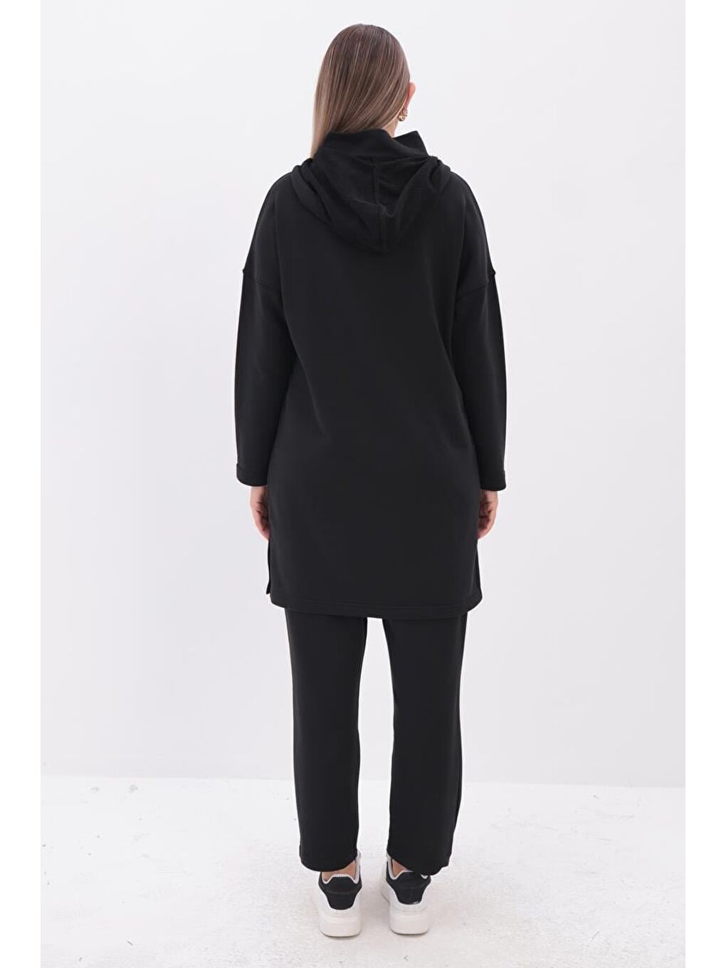 Siyah Robalı Kapüşonlu Pantolonlu Takım-3
