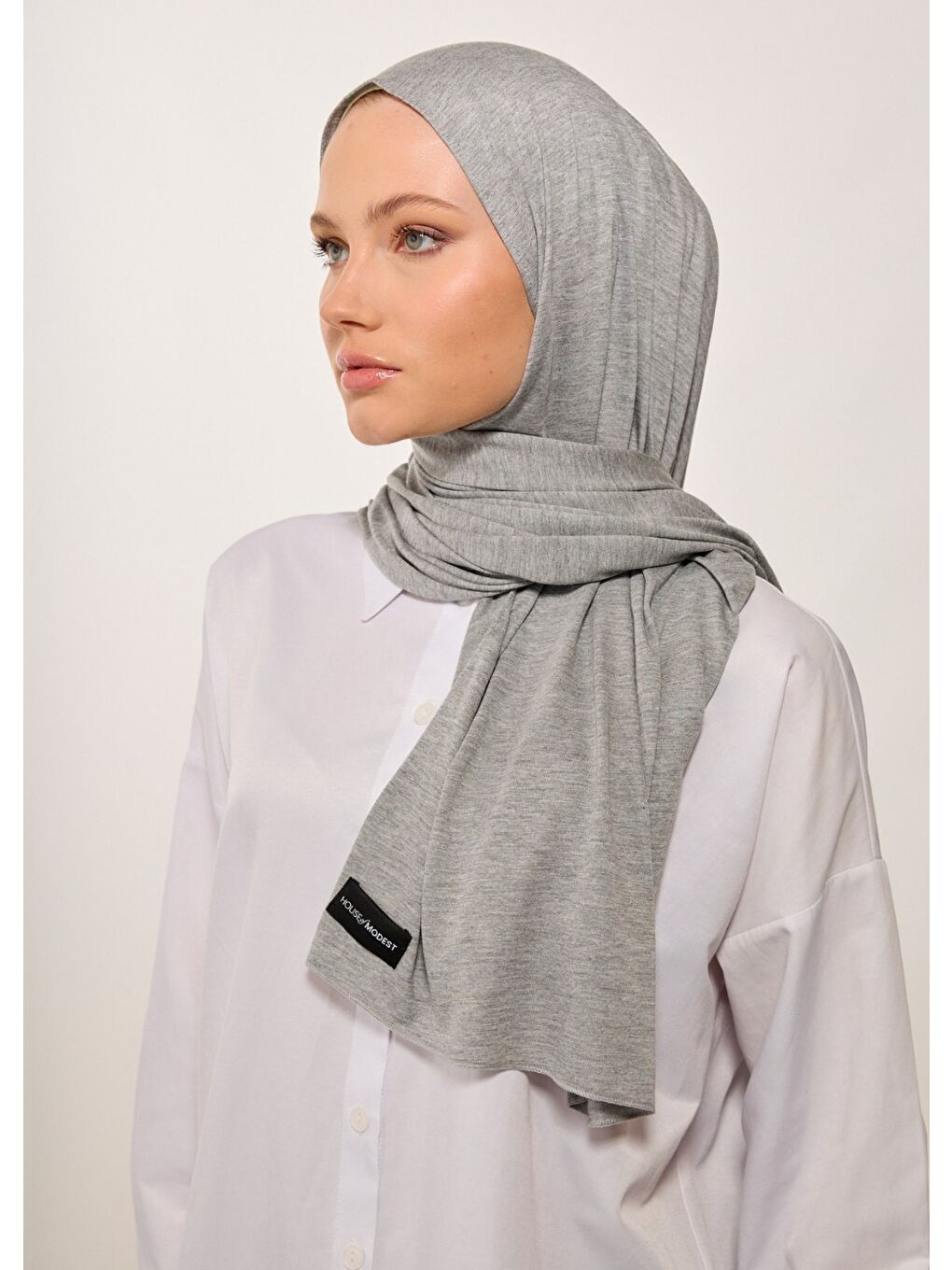 Gri Melanj Tesettür Bone Şal-1