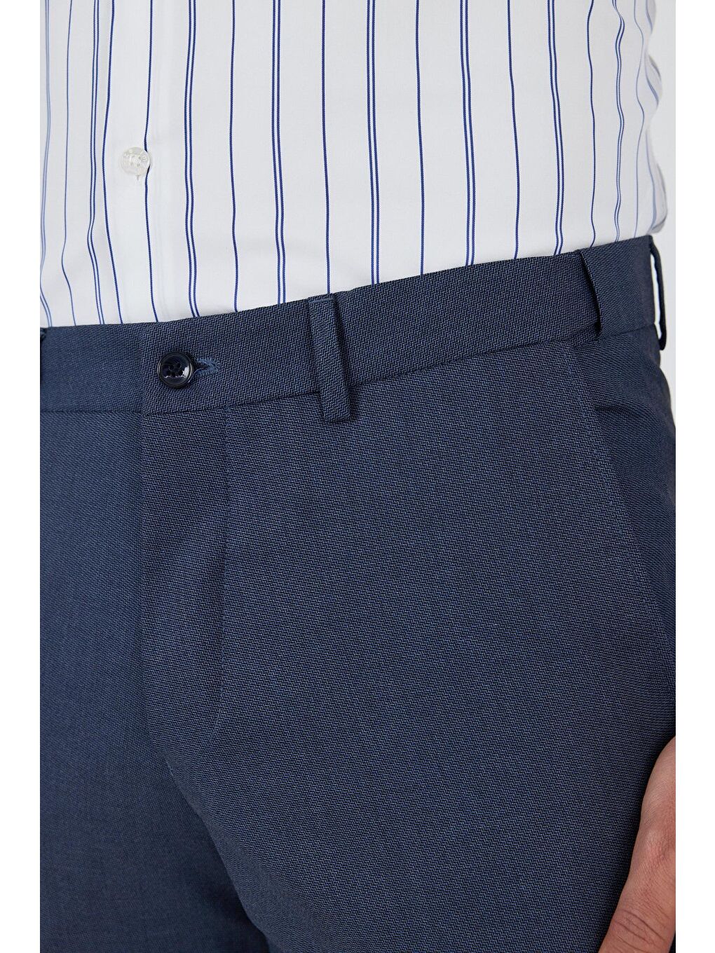 Mavi Filafil Yan Cep Açık Paça Slim Fit Ayarlanabilir Kemer Pantolon 1003250123-3