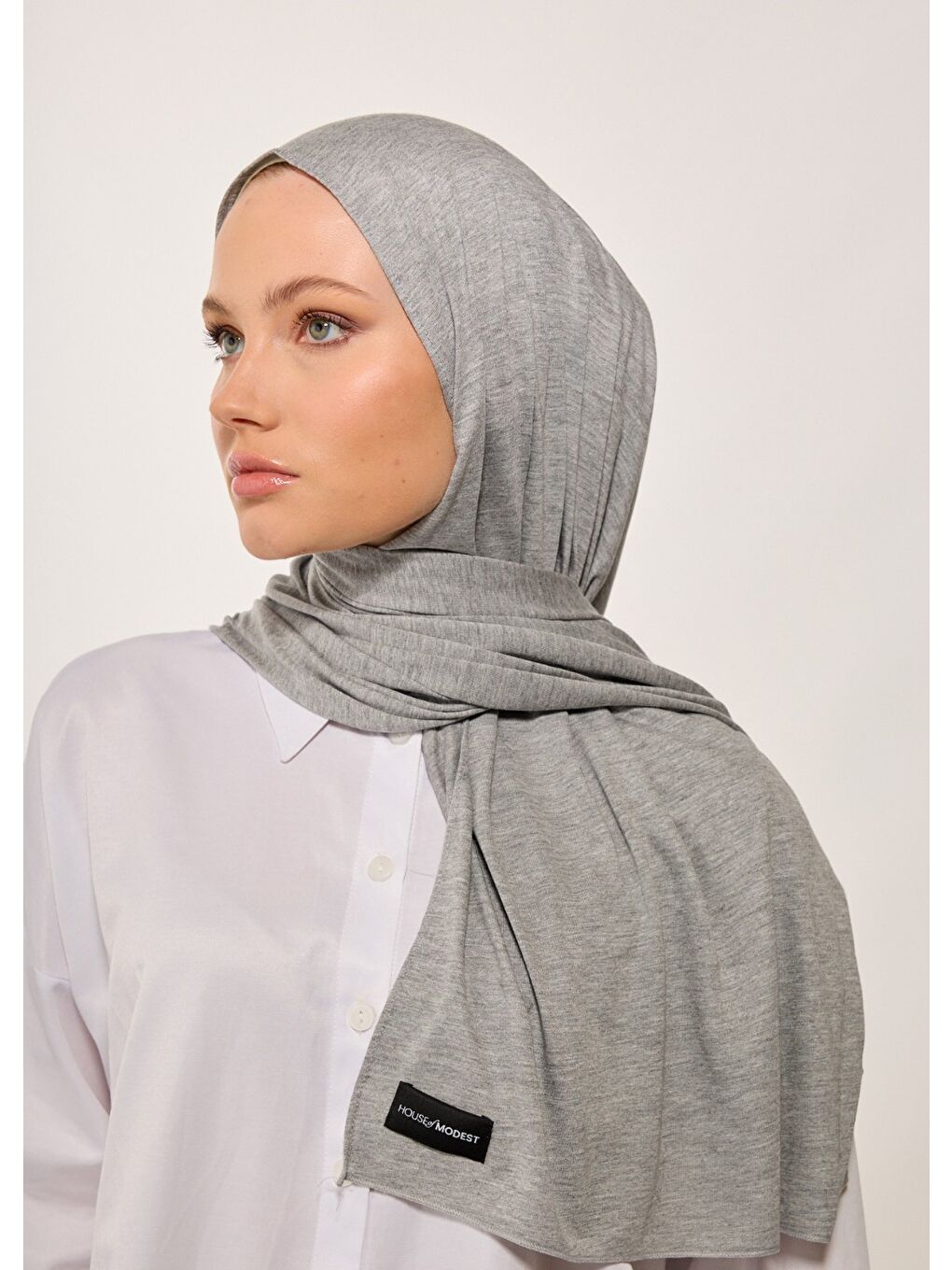 Gri Melanj Tesettür Bone Şal-2