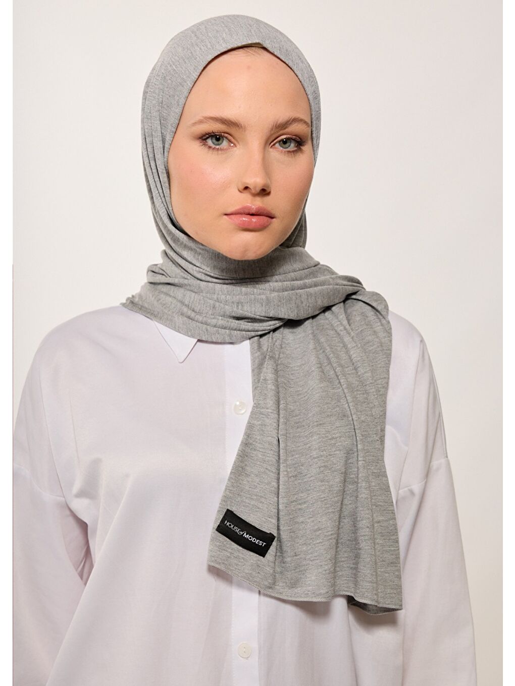 Gri Melanj Tesettür Bone Şal-3