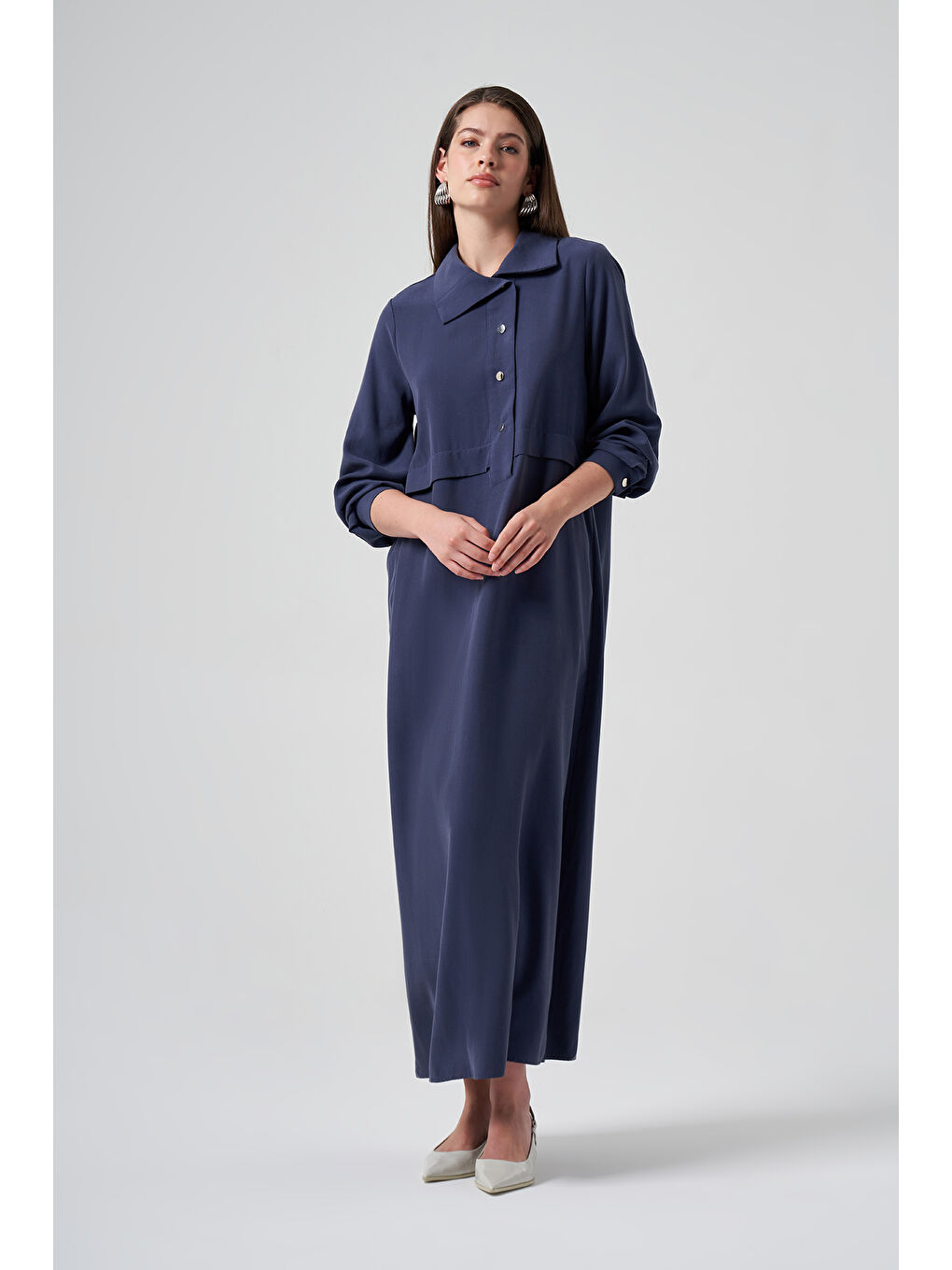 Çıtçıtlı Elbise 2014 İndigo-3