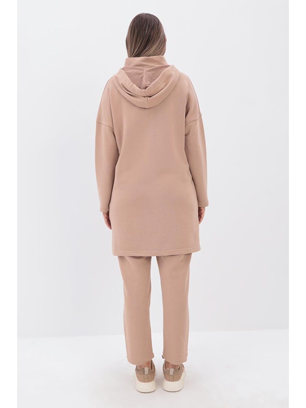 Bej Robalı Kapüşonlu Pantolonlu Takım-3